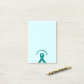 PTSD Awareness Blauwgroen Ribbon Post-it® Notes (Op bureau)