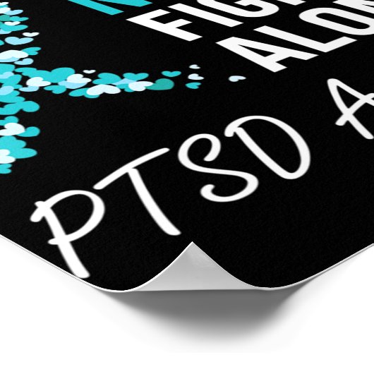 PTSD Awareness Blauwgroen Ribbon Poster (Hoek)