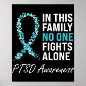 PTSD Awareness Blauwgroen Ribbon Poster (Voorkant)