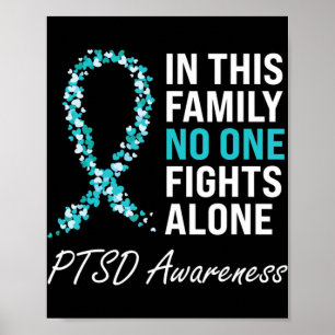 PTSD Awareness Blauwgroen Ribbon Poster