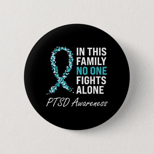 PTSD Awareness Blauwgroen Ribbon Ronde Button 5,7 Cm (Voorkant)