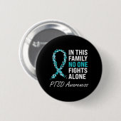 PTSD Awareness Blauwgroen Ribbon Ronde Button 5,7 Cm (Voorkant /achterkant)