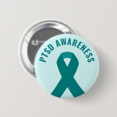 PTSD Awareness Blauwgroen Ribbon Ronde Button 5,7 Cm (Voorkant /achterkant)