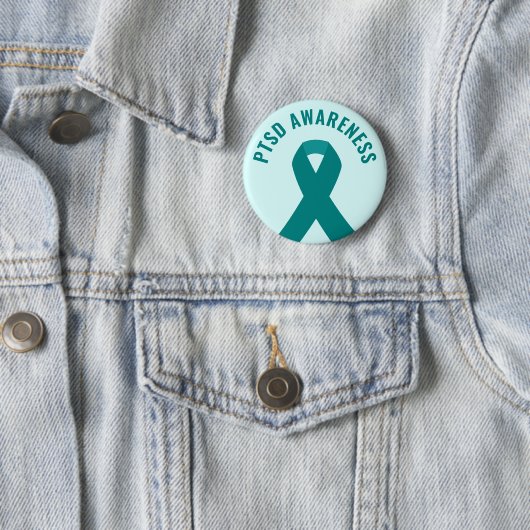 PTSD Awareness Blauwgroen Ribbon Ronde Button 5,7 Cm (In situ)
