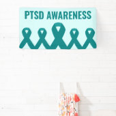 PTSD Awareness Blauwgroen Ribbon Spandoek (Insitu)