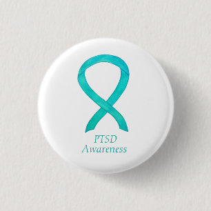 PTSD Awareness Ribbon Blauwgroen Custom Art Pins Ronde Button 3,2 Cm