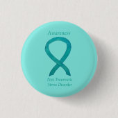 PTSD Awareness Ribbon Blauwgroen Custom Art Pins Ronde Button 3,2 Cm (Voorkant)