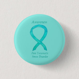 PTSD Awareness Ribbon Blauwgroen Custom Art Pins Ronde Button 3,2 Cm