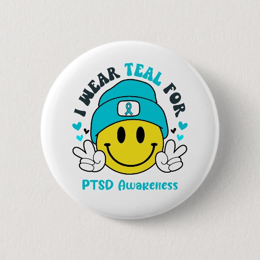 PTSD Awareness Ribbon Support Giften Ronde Button 5,7 Cm (Voorkant)