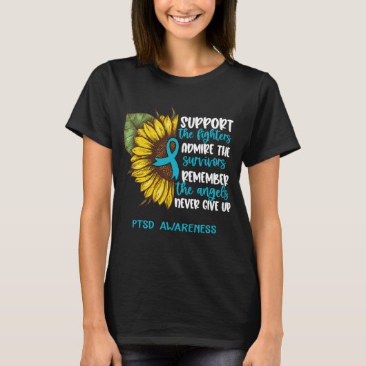 PTSD Awareness Ribbon Support Giften T-shirt (Voorkant)