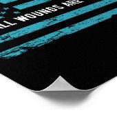 PTSD Awareness US Flag in Blauwgroen kleur T Warri Poster (Hoek)