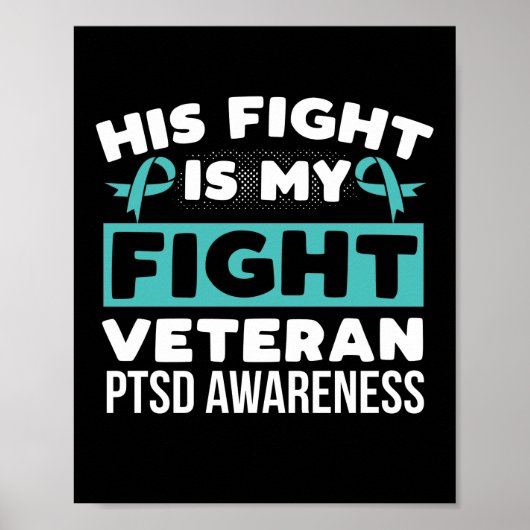 PTSD Awareness Zijn gevecht is mijn strijd PTSD Bl Poster (Voorkant)