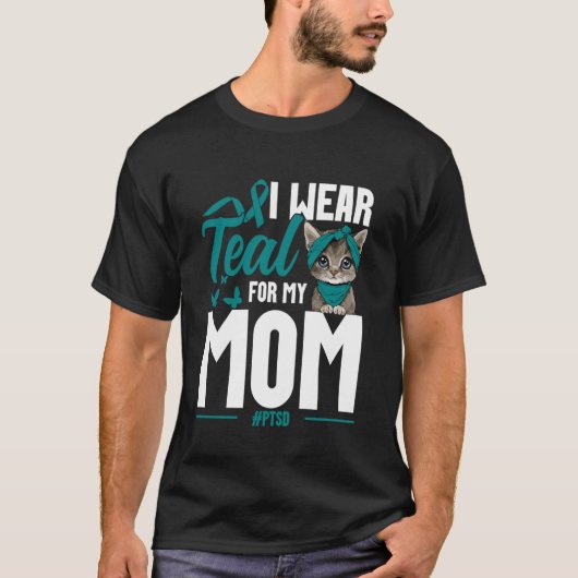 PTSD-bewustzijn Mama Kat Moeder Overlevende PTSD-b T-shirt (Voorkant)