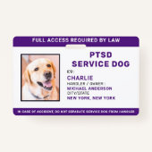PTSD Service Dog Eenvoudige persoonlijke foto-ID Badge (Voorkant)