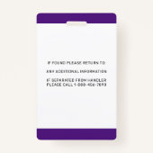 PTSD Service Dog Persoonlijke Eenvoudige foto-id Badge (Achterkant)