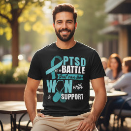 PTSD Steun Teal Lint Hondenpenningen T-shirt