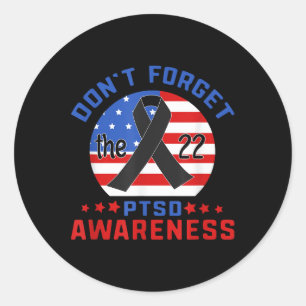 Ptsd Suicide Awareness American Veteran Soldaat 22 Ronde Sticker