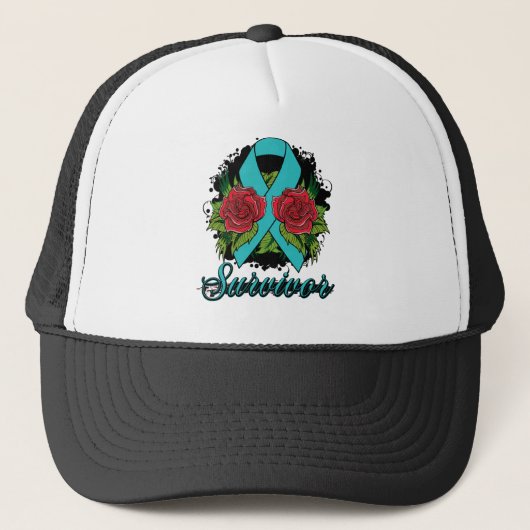 PTSD Survivor Roos Grunge Tattoo Trucker Pet (Voorkant)
