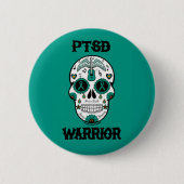 PTSD WARRIOR suikerschedel Ronde Button 5,7 Cm (Voorkant)
