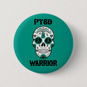 PTSD WARRIOR suikerschedel Ronde Button 5,7 Cm