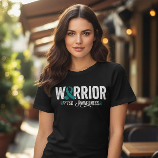 PTSD Warrior Teal Lintband Bewustzijn Tri-Blend Shirt