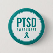 PTSS Awareness Blauwgroen kleur Ronde Button 5,7 Cm (Voorkant)