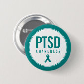 PTSS Awareness Blauwgroen kleur Ronde Button 5,7 Cm (Voorkant /achterkant)