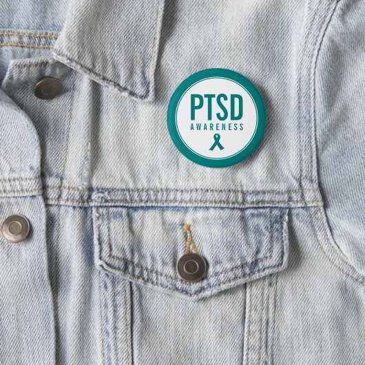 PTSS Awareness Blauwgroen kleur Ronde Button 5,7 Cm (In situ)