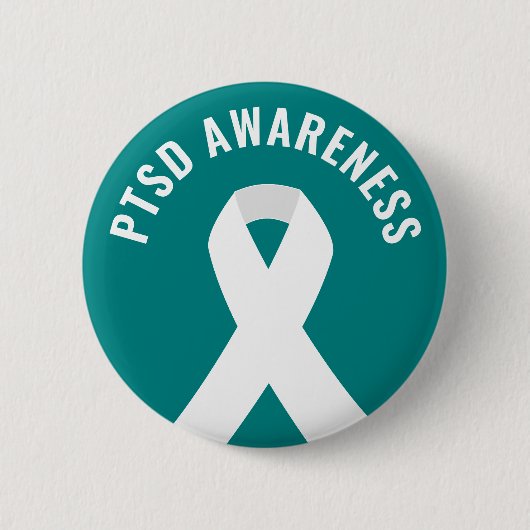 PTSS Awareness Ribbon Blauwgroen Ronde Button 5,7 Cm (Voorkant)