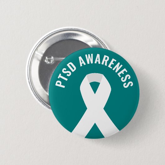 PTSS Awareness Ribbon Blauwgroen Ronde Button 5,7 Cm (Voorkant /achterkant)