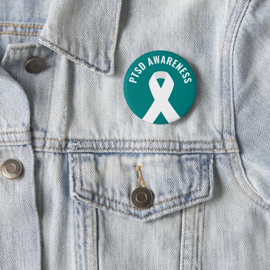 PTSS Awareness Ribbon Blauwgroen Ronde Button 5,7 Cm (In situ)