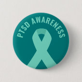 PTSS Awareness Ribbon Blauwgroen Ronde Button 5,7 Cm (Voorkant)