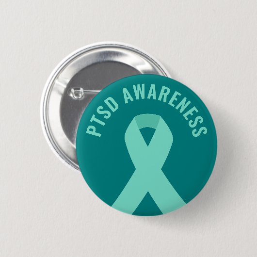 PTSS Awareness Ribbon Blauwgroen Ronde Button 5,7 Cm (Voorkant /achterkant)