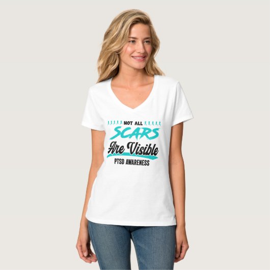PTSS Awareness V-hals T-shirt (Voorkant volledig)