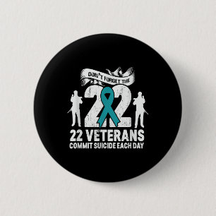 PTSS-bewustzijn vergeet de 22 veteranen Blauwgroen Ronde Button 5,7 Cm