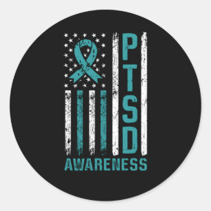 PTSS-bewustzijnsvlag Post traumatische stressstoor Ronde Sticker