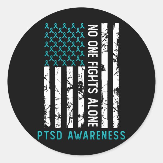 PTSS Post Traumatische Stress Disorder Awareness S Ronde Sticker (Voorkant)