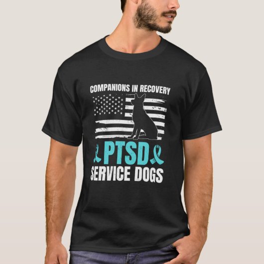 PTSS Service Hond Amerikaanse vlag PTSS US Veteran T-shirt (Voorkant)