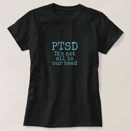 PTSS zwart en blauwgroen mentaal gezondheidsbewust T-shirt (Design voorkant)