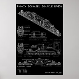 PTW Grote Maat Schnabel Trein Wagon "Blauwdruk" Poster