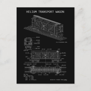 PTW Helium Trein Wagon "Blauwdruk" Briefkaart