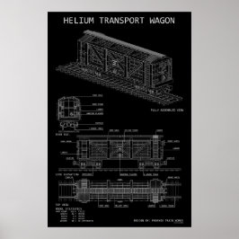 PTW Helium Trein Wagon "Blauwdruk" Poster