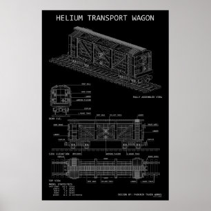 PTW Helium Trein Wagon "Blauwdruk" Poster