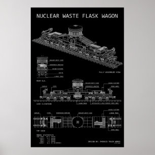 PTW Kern Afval Flask Wagon "Blauwdruk" Poster