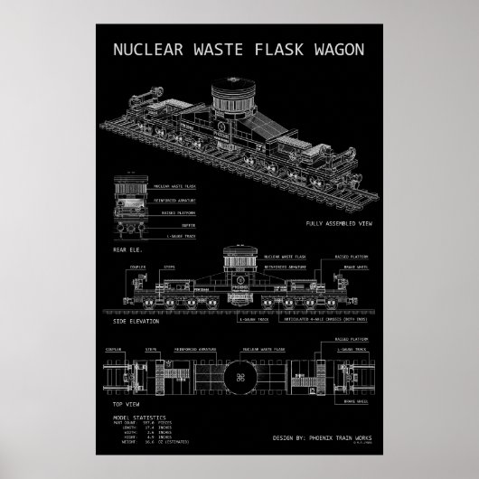 PTW Kern Afval Flask Wagon "Blauwdruk" Poster (Voorkant)