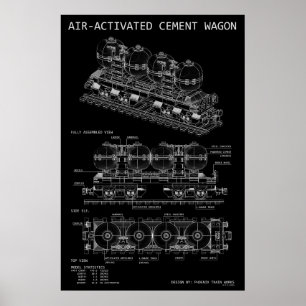 PTW Luchtgeactiveerde Cement Trein "Blauwdruk" Poster