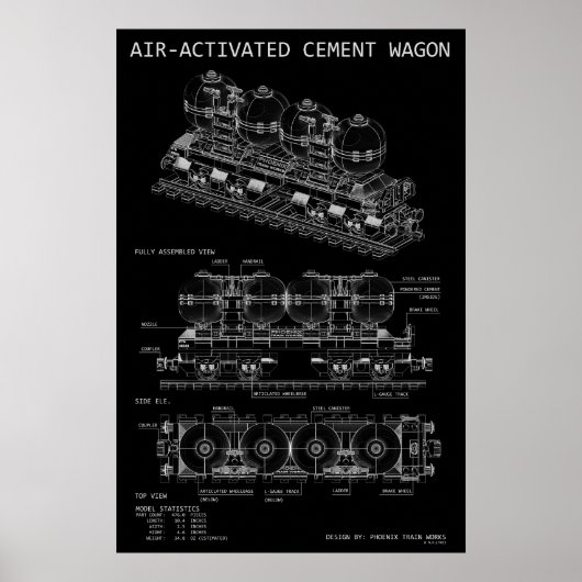 PTW Luchtgeactiveerde Cement Trein "Blauwdruk" Poster (Voorkant)