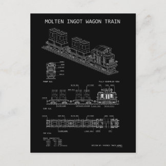 PTW Molten Ingot Trein "Blauwdruk" Briefkaart