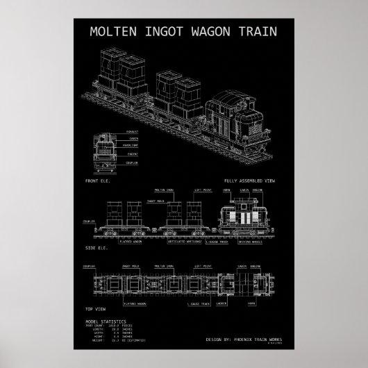 PTW Molten Ingot Trein "Blauwdruk" Poster (Voorkant)