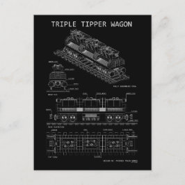 PTW Triple Tipper Wagon "Blauwdruk"  Briefkaart